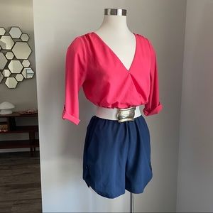 Navy & pink romper